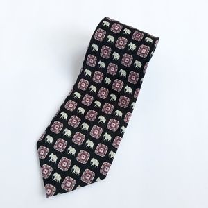 de Amanda silk necktie elephants and geometric